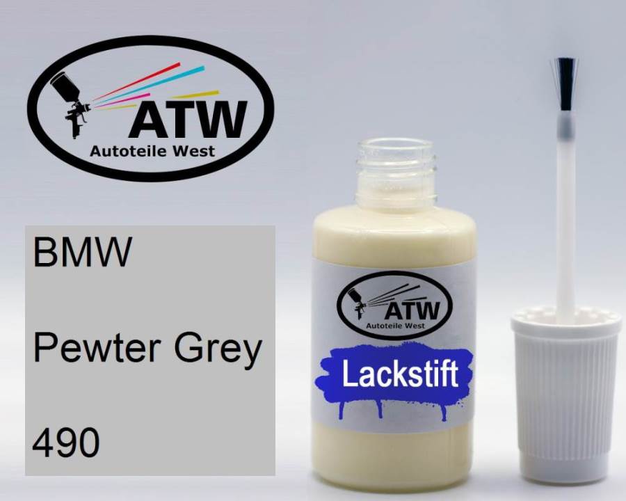 BMW, Pewter Grey, 490: 20ml Lackstift, von ATW Autoteile West.